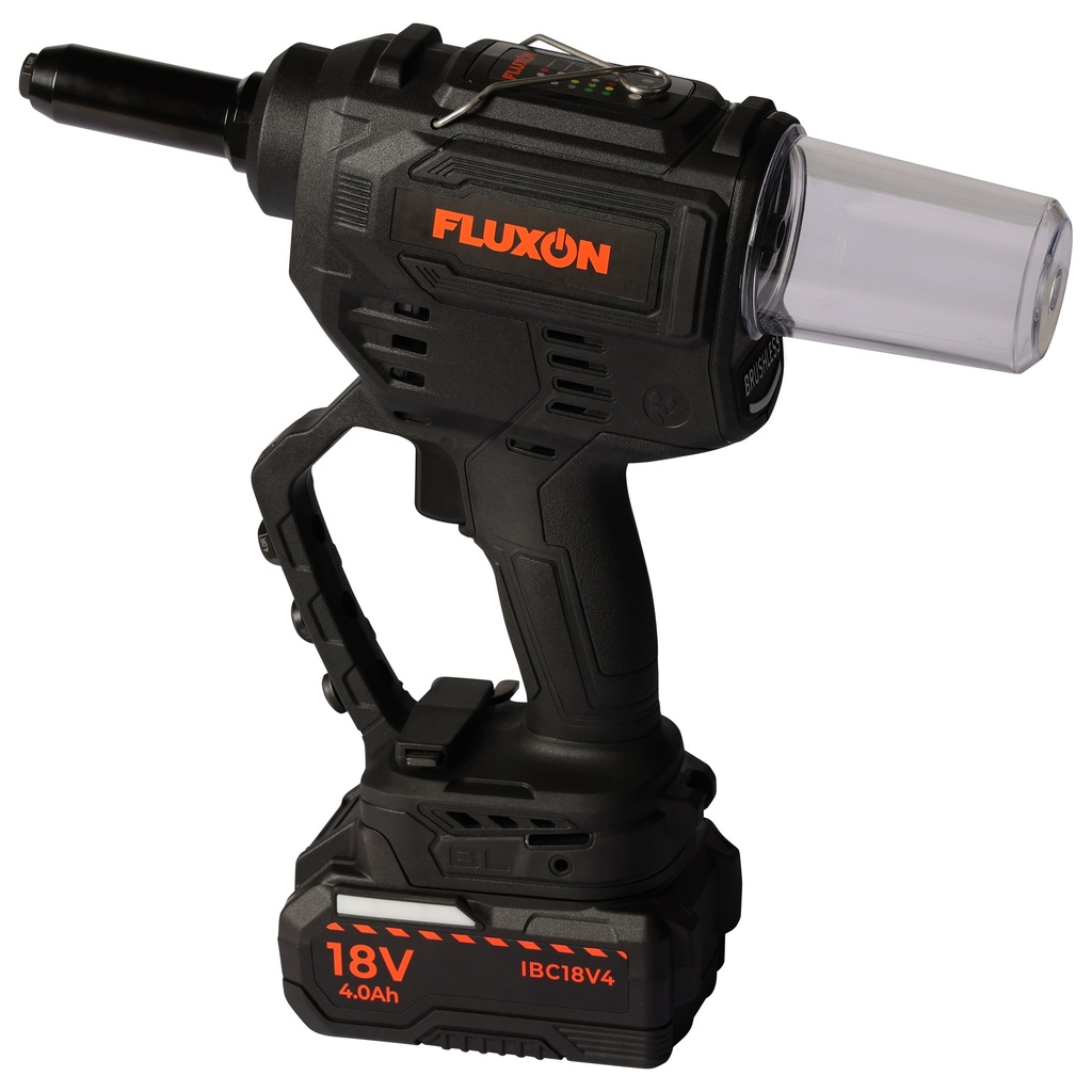 Fluxon cordless rivet gun incl. 4 Ah battery and charger