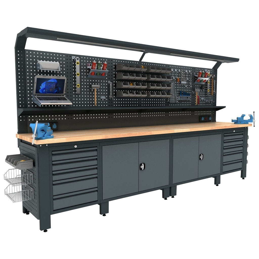 Bullram industrial workbench (fixed cabinets)